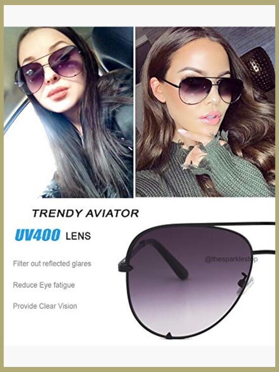 UV400 Aviator Sunglasses with Alloy Metal Frame